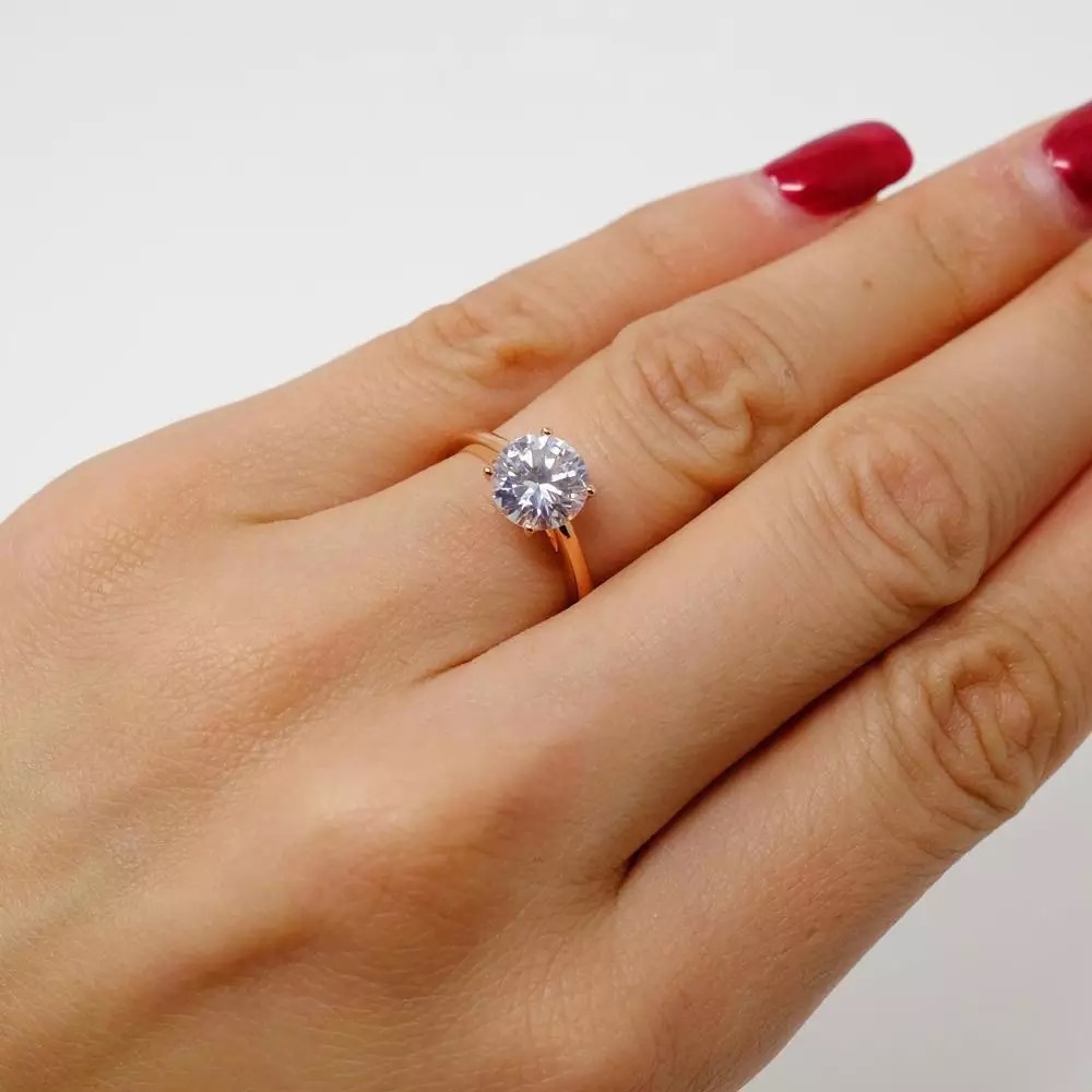 925 sterling Rose ring zirconia wedding ring style - Picture 4 of 5